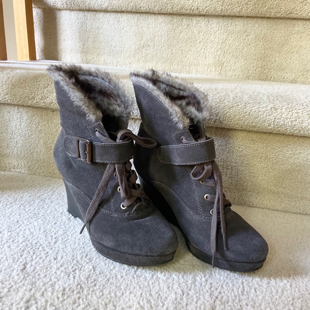 Genuine suede and leather boots